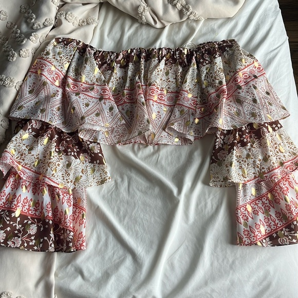 Anthropologie mare mare off the shoulder tiered sleeve top - Picture 3 of 5